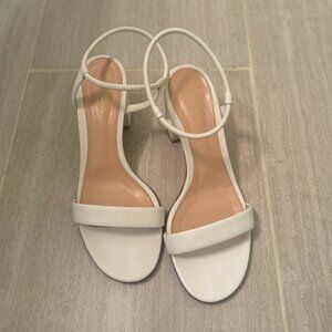 Gianvito Rossi White Leather Block Heel Sandals - Nadia 60